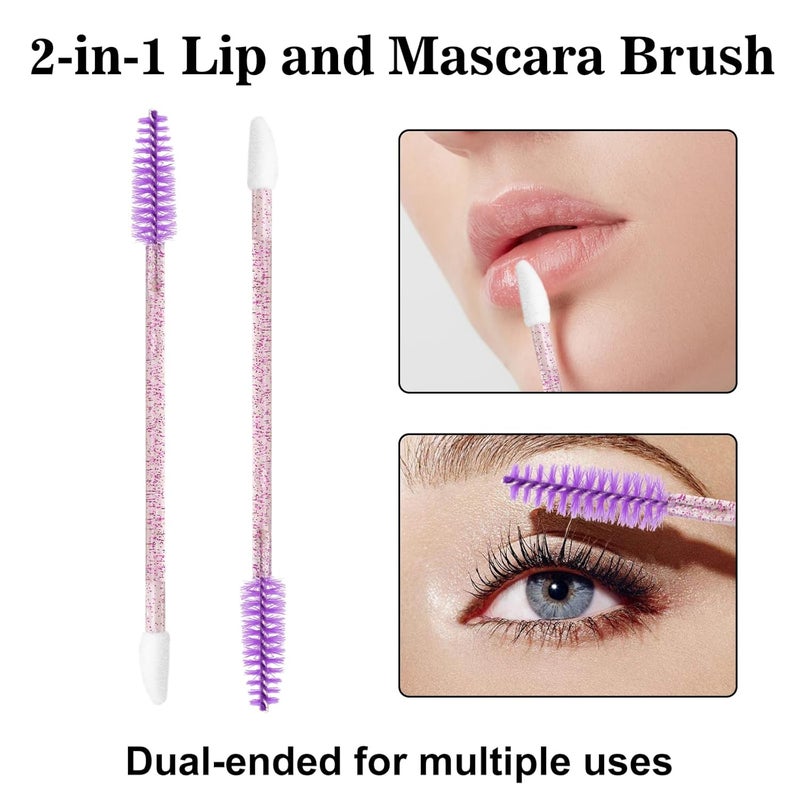 g2plus 100pcs Eyelash Brush Lip Brush, Dual Ended Eyelash Extension Brush, Purple Mascara Wands and Lipstick Applicator, Portable Makeup Brush for Eyebrow, Lip gross and Lash Extension - Image 4